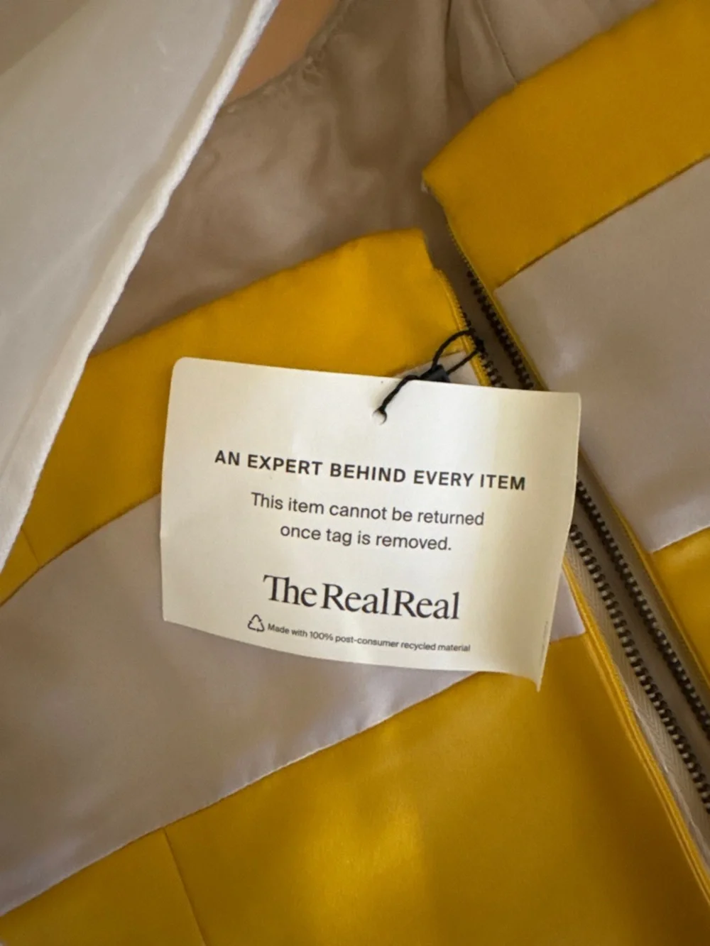 Celine Yellow Strapless Satin Dress with White Bow Panel - Picture 9 of 9